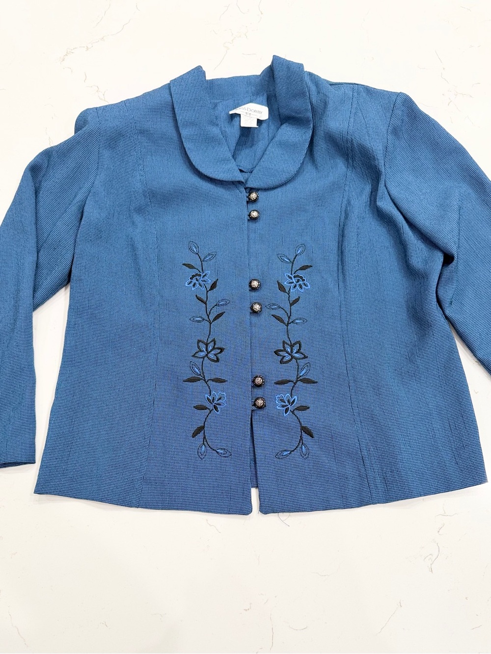 Vintage 80s Miss Dorby Embroidered Floral Blazer Jacket Size 18